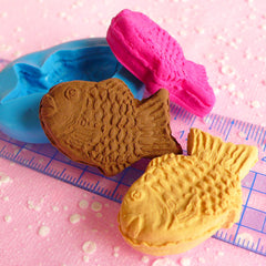 Taiyaki Fish Mold 37mm Silicone Mold Flexible Mold Decoden Kawaii Miniature Sweets Fimo Polymer Clay Dollhouse Food Cabochon Charms MD135