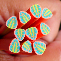 Leaf Polymer Clay Cane Pink Blue Yellow Leaf Fimo Cane Fake Miniature Cupcake Topper Scrapbooking Nail Art Nail Deco Earrings Making CL14