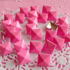 Rivet / PINK Metal Pyramid Rivet Studs / Square Rivet 12mm (around 50pcs) for Cell Phone Deco / Leather Craft / Jean Button, etc  RT13