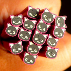 Pink & Black Cat Polymer Clay Cane Animal Fimo Cane Fake Miniature Sweets Decoration Faux Nail Art Nail Deco Scrapbooking CAN010