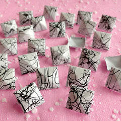 CLEARANCE Rivet / WHITE with BLACK paint Metal Pyramid Rivet Studs Square Rivet 12mm (around 50pcs) Cell Phone Deco / Leather Craft / Jean Button RT10