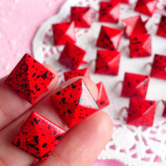 Rivet / RED with BLACK Paint Metal Pyramid Rivet Studs / Square Rivet 12mm (around 50pcs) Cell Phone Deco Leather Craft Jean Button RT04
