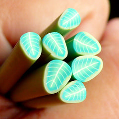 Green Leaf Polymer Clay Cane Fimo Cane Miniature Sweets Fake Cupcake Topper Nail Art Nail Deco Scrapbooking CL08