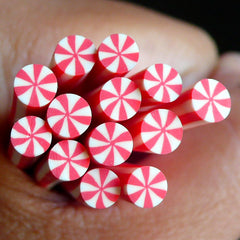 Peppermint Polymer Clay Cane Candy Fimo Cane Miniature Sweets Dollhouse Candy Kawaii Nail Art Nail Decoration Earrings Making CSW045