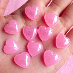 Puffy Heart Cabochons (LIGHT PINK) (10 pcs) Kawaii Cell Phone Deco Decoden Supplies RHE011