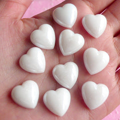 Puffy Heart Cabochons (WHITE) (10 pcs) Kawaii Cell Phone Deco Decoden Supplies RHE013