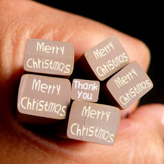 Merry Christmas Chocolate Tag (LARGE/BIG) Polymer Clay Cane Fimo Cane Mini Food Dessert Cake Ice Cream Sundae Decoration and Nail Art BC50