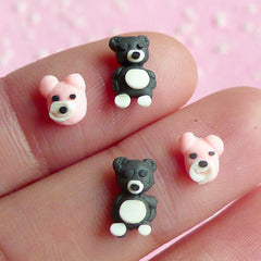 Mini Animal Bear and Dog (4 pcs) Kawaii Dollhouse Mini Miniature Sweets Deco Cell Phone Decoden Fake Cupcake Topper Nail Art NAC003