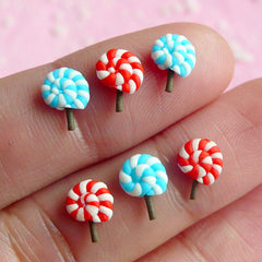 Miniature Sweets Lollipop (6 pcs) Kawaii Dollhouse Sweets Mini Sweets Deco Cell Phone Decoden Fake Cupcake Topper Nail Art NAC005
