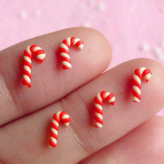 Miniature Sweets Christmas Candy Stick Peppermint (5 pcs) Kawaii Dollhouse Mini Sweets Deco Decoden Fake Cupcake Topper Nail Art NAC006