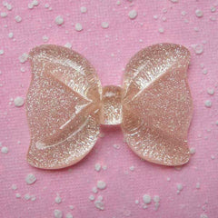 DEFECT Large Resin Bow Cabochon / Big Glitter Bowtie Cabochon (54mm x 40mm / Clear) Decora Fairy Kei Cellphone Case Kawaii Decoden Supplies CAB128
