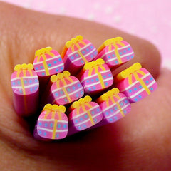 Polymer Clay Cane - Purple and Yellow Gift Box - for Miniature Food / Dessert / Cake / Ice Cream Sundae Decoration and Nail Art CCH23