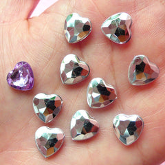 Heart Tip End Rhinestones (10mm / Purple / 10 pcs) Jewelry Making Kawaii Cell Phone Deco Decoden Supplies RHE028
