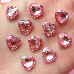 Heart Tip End Rhinestones (10mm / Pink / 10 pcs) Jewelry Making Kawaii Cell Phone Deco Decoden Supplies RHE027