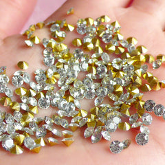DEFECT 3mm SS12 Resin Rhinestones (Tip End / Pointed Back / Clear / Around 120 pcs) Round Faceted Cut Round Rhinestones RHE032