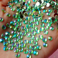 AB Green TIP TOP Faceted Rhinestones (4mm) (Around 150 pcs) Cell Phone Decoration, Jewelry Making, Scrapbooking, Nail Deco RHTT403