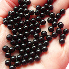 5mm Black Round Faux Pearls (Around 50pcs) (no hole) PES58