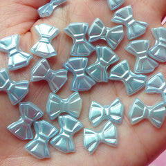Pearlized Bow Cabochon / Bowtie Pearl Cabochons (BLUE) (12mm) (around 30 pcs) PES62