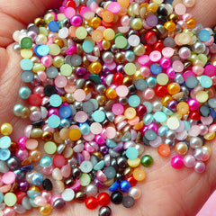 3mm Assorted Faux Pearl Cabochons Mix / Colorful Pearl Mix (Round / Half) (250-300pcs) PEMC3