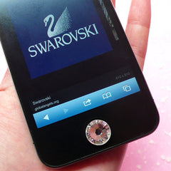 CLEARANCE Swarovski Rhinestones (11mm) 2058 Swarovski Elements (Flat Back) 14 Faceted Cut Crystal (Clear AB) (1pc) iPhone Home Button Deco RH-SW007