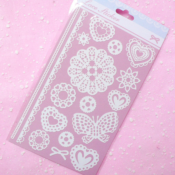 White Lace Sticker Set - Scrapbooking Packaging Party Gift Wrap Diary Deco Collage Home Decor S001