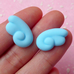 Fairy Kei Cabochon / Kawaii Angel Wings Cabochon (1 Pair / 20mm x 12mm / Pastel Blue) Kawaii Stud Earrings DIY Cute Decoden Supplies CAB144