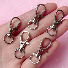 CLEARANCE Swivel Parrot Clasp / Lobster Clasps (12mm x 32mm / 5 pcs / Silver) Key Holder Keychain Keyring Trigger Clasp Lanyard Hooks F057