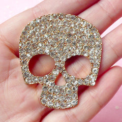 Rhinestones Skull Metal Cabochon / Big Alloy Skull Cab (39mm x 45mm) Halloween Cellphone Deco Bling Bling Embellishment Gothic Lolita CAB155