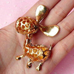 Rhinestones Donkey Metal Cabochon / Big Horse Animal Cabochon (47mm x 69mm) Bling Bling Phone Case Decoration Large Decoden Piece CAB165