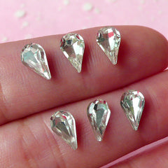Teardrop Crystal Tip End Rhinestones (5mm x 8mm / Clear / 6pcs) Wedding Jewelry Making Cell Phone Deco Decoden Supplies Nail Art RHE038