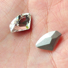 Diamond Shaped Crystal Tip End Rhinestones (9mm x 14mm / Clear / 2 pcs) Wedding Jewelry Making Kawaii Cell Phone Deco Supplies RHE048