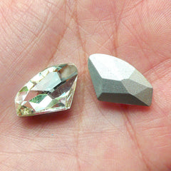 Diamond Shaped Crystal Tip End Rhinestones (12mm x 19mm / Clear / 2 pcs) Wedding Jewelry Making Kawaii Cell Phone Deco Supplies RHE049
