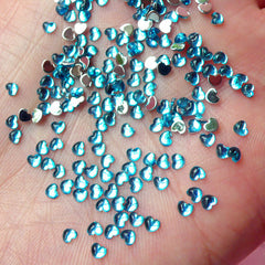 2.5mm Heart Rhinestones Acrylic Rhinestones (Blue) (Around 100pcs) Miniature Sweets Deco Nail Art Nail Decoration RHE059