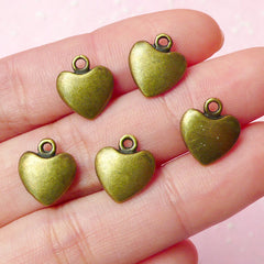 Heart Charms Antique Bronzed (5pcs) (12mm x 10mm) Metal Finding Pendant Bracelet Earrings Zipper Pulls Bookmarks Key Chains CHM022
