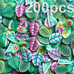Polymer Clay Fimo Cane Leaf Assorted Slices Mix 10designs Mini Flower Decoden Kawaii Nail Art Decoration (200pcs by random) CMX023