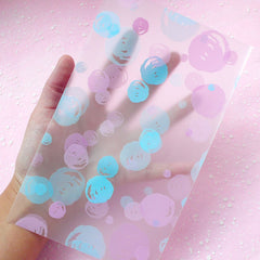 Kawaii Gift Bags (Blue and Purple) Semi Transparent Plastic Gift Wrapping Bags (20 pcs) (11.9cm x 20cm) GB010