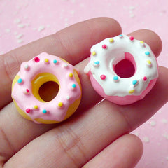 Kawaii Resin Donut Cabochon / Miniature Doughnut Cabochon (2pcs / 22mm) Dollhouse Sweets Whimsy Decoden Phone Case Embellishment FCAB069