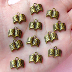 Book Charms Antique Bronzed (12pcs) (12mm x 11mm) Metal Finding Pendant Bracelet Earrings Zipper Pulls Bookmarks Key Chains CHM059