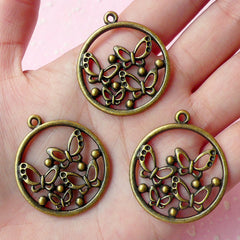Butterfly Charms Antique Bronzed (3pcs) (30mm x 35mm) Metal Finding Pendant Bracelet Earrings Zipper Pulls Bookmarks Key Chains CHM070
