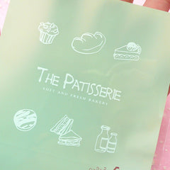 Kawaii Gift Bags (Light Green) with Bakery Pattern (20 pcs) Self Adhesive Resealable Clear Plastic Gift Wrapping Bags (10cm x 10.9cm) GB018