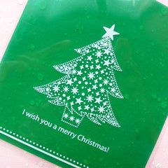 CLEARANCE Christmas Tree Gift Bags I Wish You A Merry Christmas (20pcs) Self Adhesive Resealable Plastic Handmade Gift Wrapping Bags 10cm x 11cm GB020
