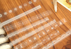 Clear Tape Transparent Deco Tape Kawaii Deco Tape White Lace Tape (1 pc BY RANDOM) Scrapbooking Card Gift Packaging Wedding Home Decor WR02