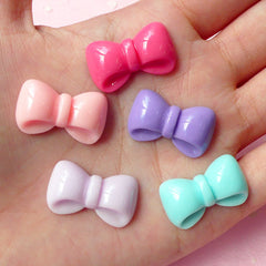 CLEARANCE Kawaii Bow Bowtie Cabochon Set (5pcs) (Pink Purple Blue) Kawaii Cabochon Cell phone Deco Decoden Supplies Kawaii Jewelry Scrapbooking CAB196