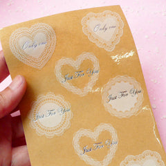 Clear Heart and Round Lace Sticker Set - Scrapbooking Packaging Party Gift Wrap Diary Deco Collage Home Decor S049