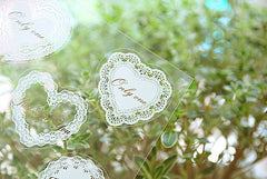 Clear Heart and Round Lace Sticker Set - Scrapbooking Packaging Party Gift Wrap Diary Deco Collage Home Decor S049