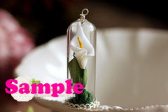 Glass Dome Bottle / Clear Glass Globe / Glass Bubble (49mm x 18mm) w/ Silver Plated Lace Base (1 Set) DIY Hanging Pendant Charm Making F080