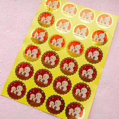 Merry Christmas Snowman Sticker Set (Gold & Red / 24pcs) Seal Sticker - Scrapbooking Packaging Party Gift Wrap Deco Collage Home Decor S067