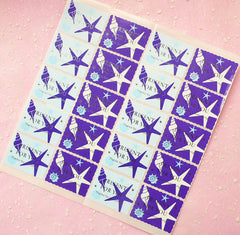 Sea Shell Sticker Set (Silver, Blue / 20pcs) Seal Sticker - Scrapbooking Packaging Party Gift Wrap Diary Deco Collage Home Decor S094