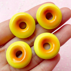 Doughnut Cabochon / Resin Donut Cabochon (4pcs / 22mm) Dollhouse Food Miniature Bakery Fake Sweets Craft Kawaii Phone Case Deco FCAB094