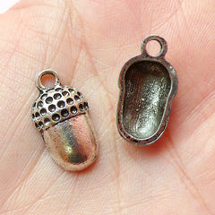 Acorn / Squirrel Nuts Charms (6pcs) (11mm x 20mm / Tibetan Silver) Metal Finding Pendant Bracelet Earrings Zipper Pulls Keychains CHM091